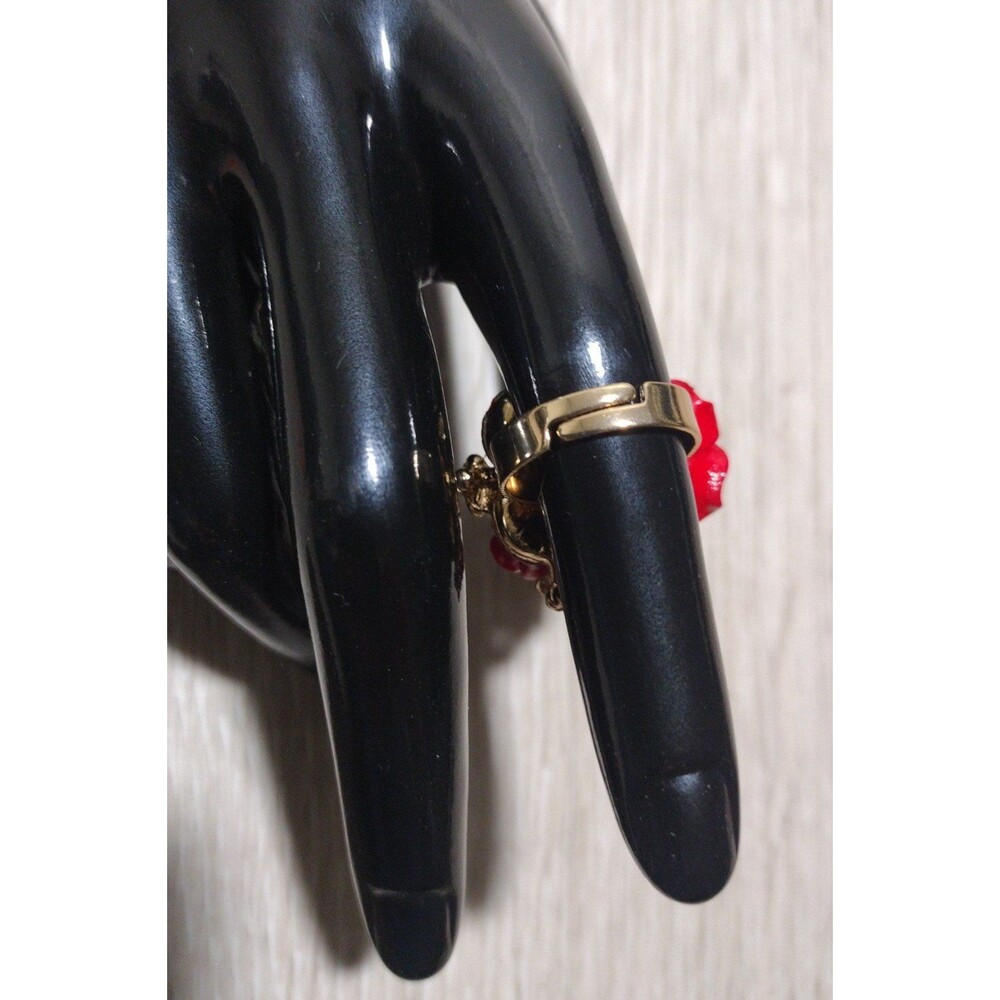 Oversize Rose - Gold Plated - Adjustable Floral Statement Ring - New - Picture 3 of 9